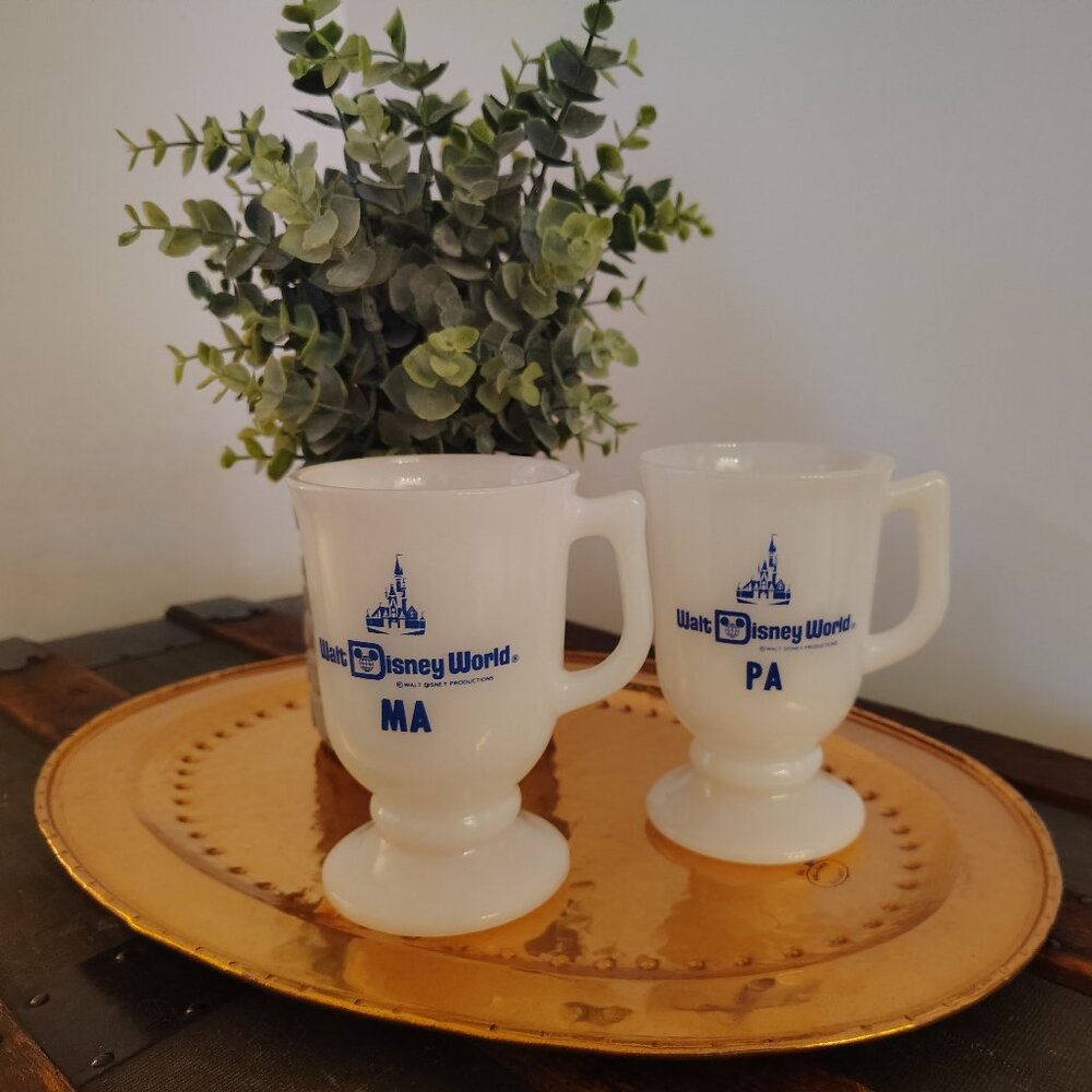 Walt Disney World Milk Glass Mug Set(two)